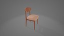 Mid Century Modern Wooden Dining Chair with Upholstered Seat 3D Model