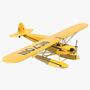 Light Aircraft Piper J 3 Seaplane Yellow 2