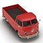 Volkswagen Type 2 Single Cab Pick-Up Simple Interior Red 3D Model