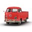 Volkswagen Type 2 Single Cab Pick-Up Simple Interior Red 3D Model