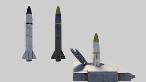 3D Missile with 2k pbr textures 3 variation