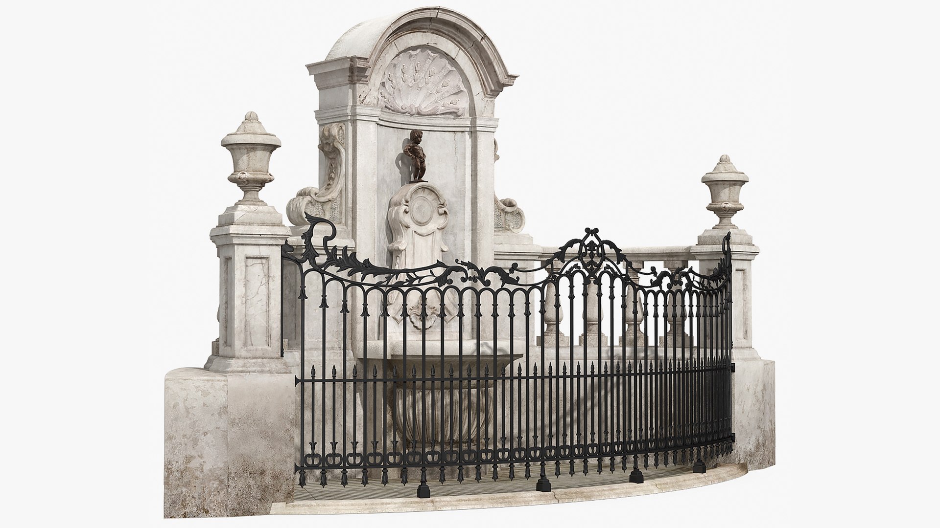 Manneken Pis Fountain 3D model for architectural visualization, exterior scenes, interior design, real estate presentation, and rendering