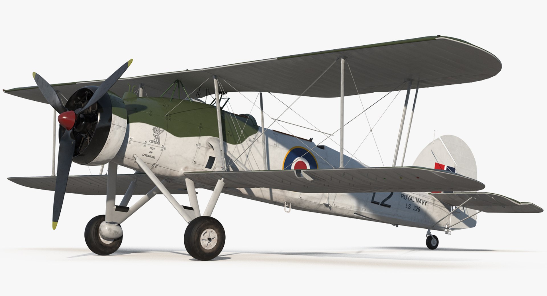 Biplane Torpedo Bomber Fairey Swordfish Rigged 3D model preview