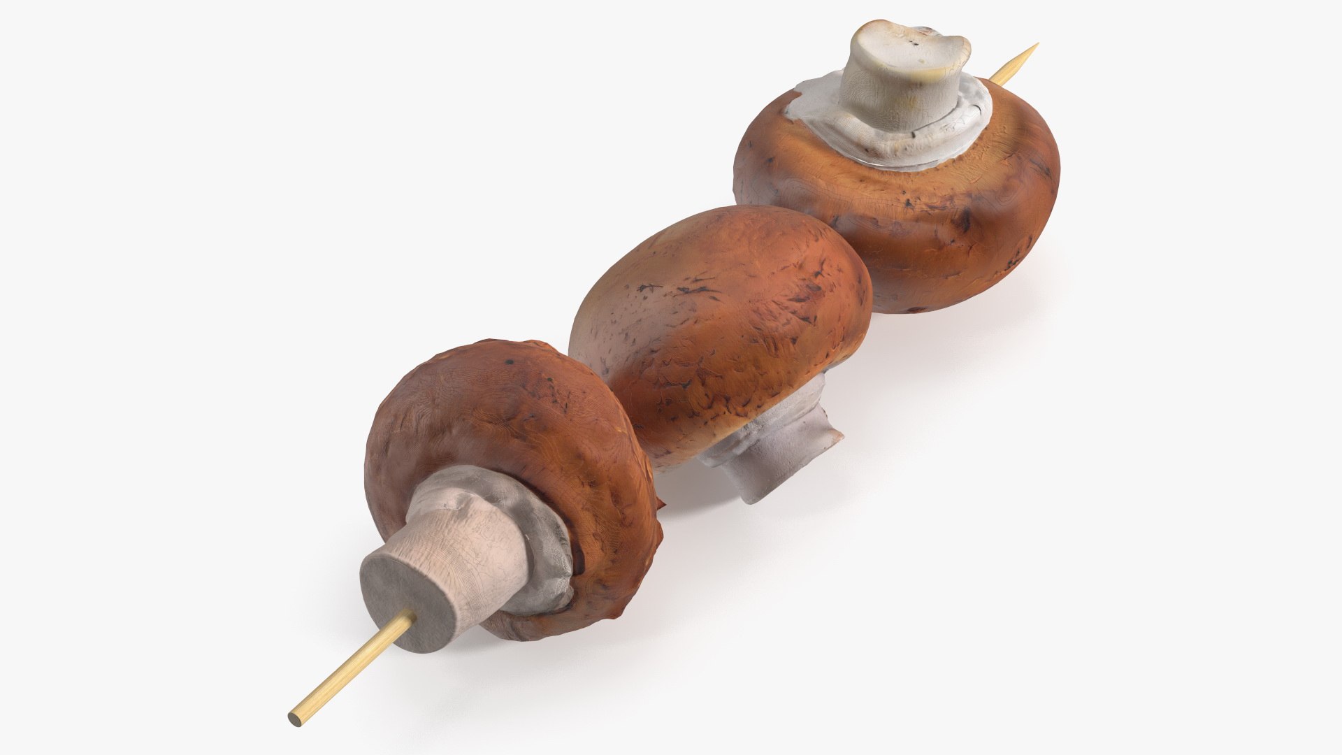 Portobello Mushrooms on Wooden Skewer 3D model preview