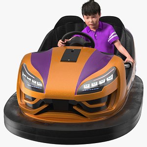 3D model Bumper Car with Boy Rigged