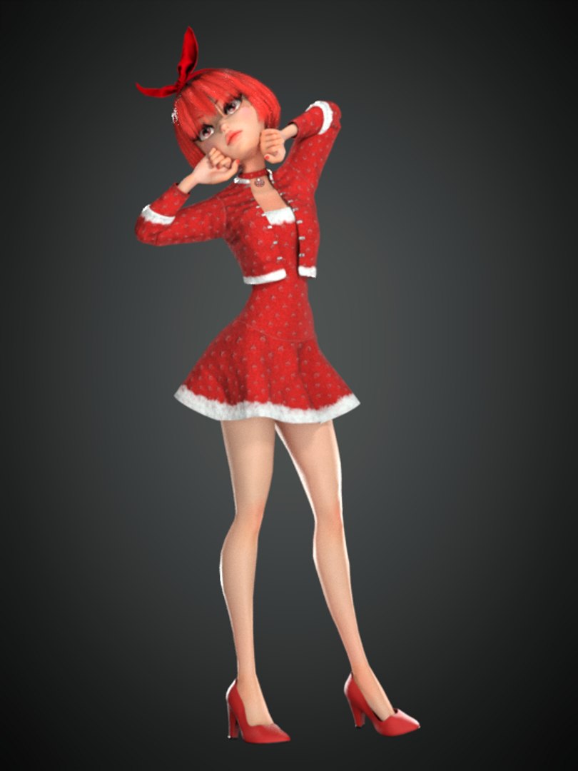 3D Cartoon Rigged Christmas Girl Character - TurboSquid 2142554