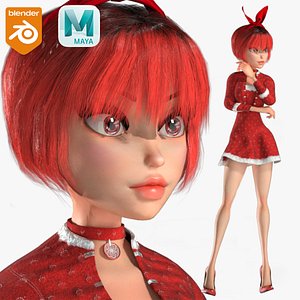 3D Cartoon Rigged Christmas Girl Character