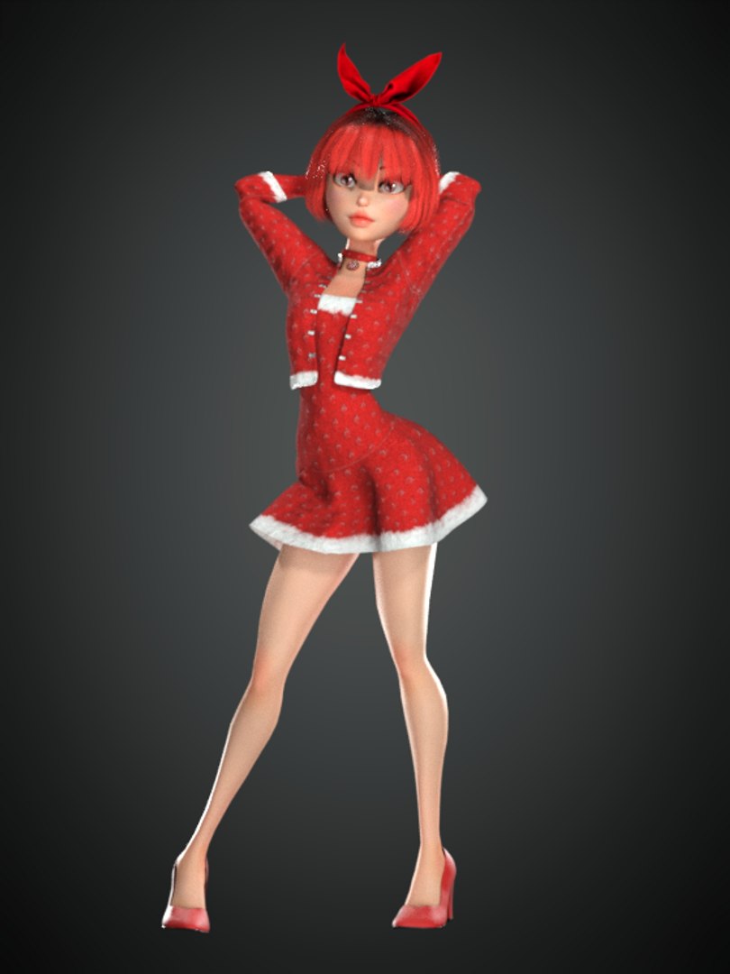 3D Cartoon Rigged Christmas Girl Character - TurboSquid 2142554