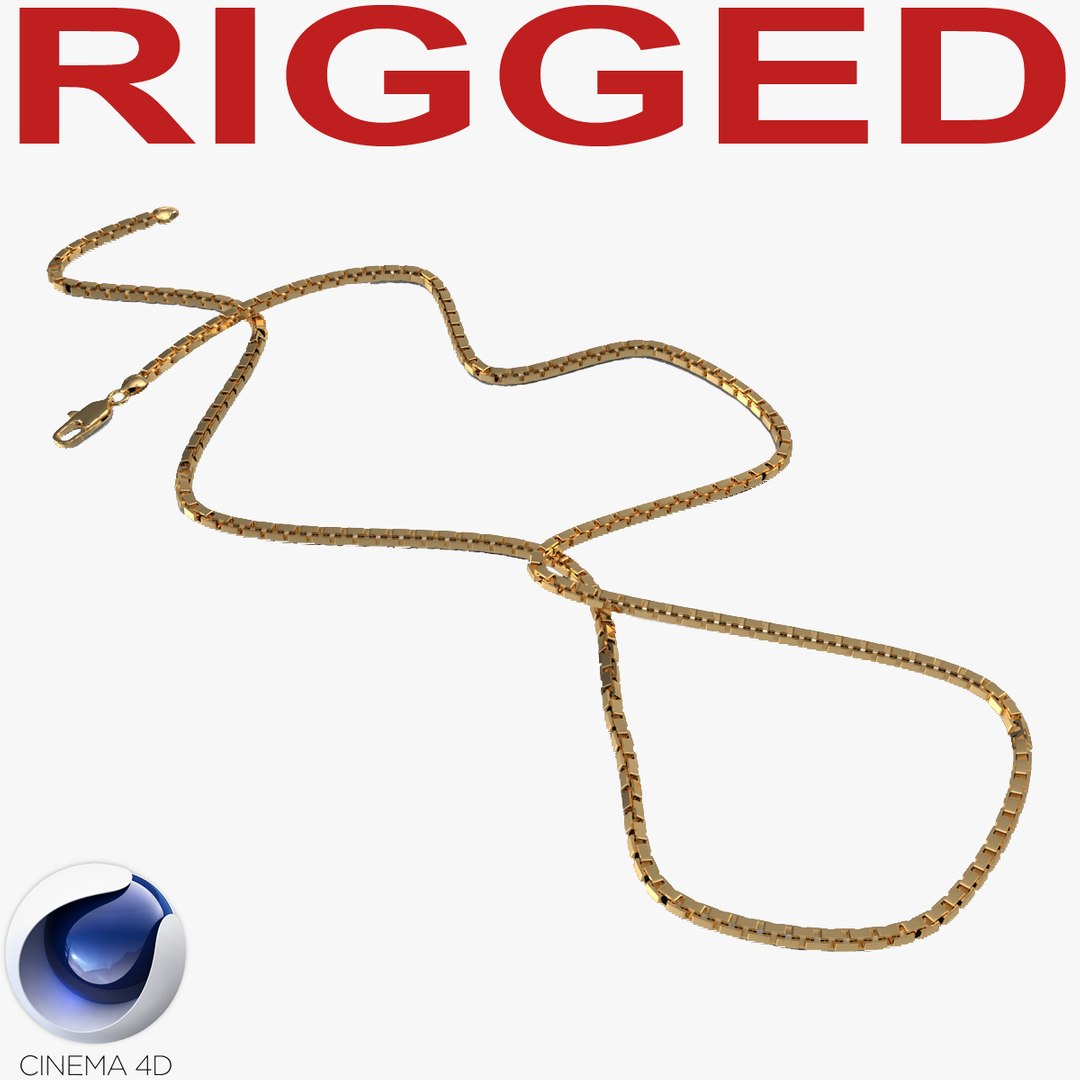 Rigged Gold Chain for Cinema 4D 3D model preview