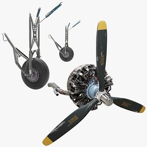 DC-3 Main Landing Gear And Weathered Radial Aircraft Engine