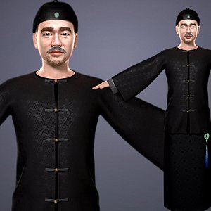 3D Chinese ancient Qing Dynasty rich man
