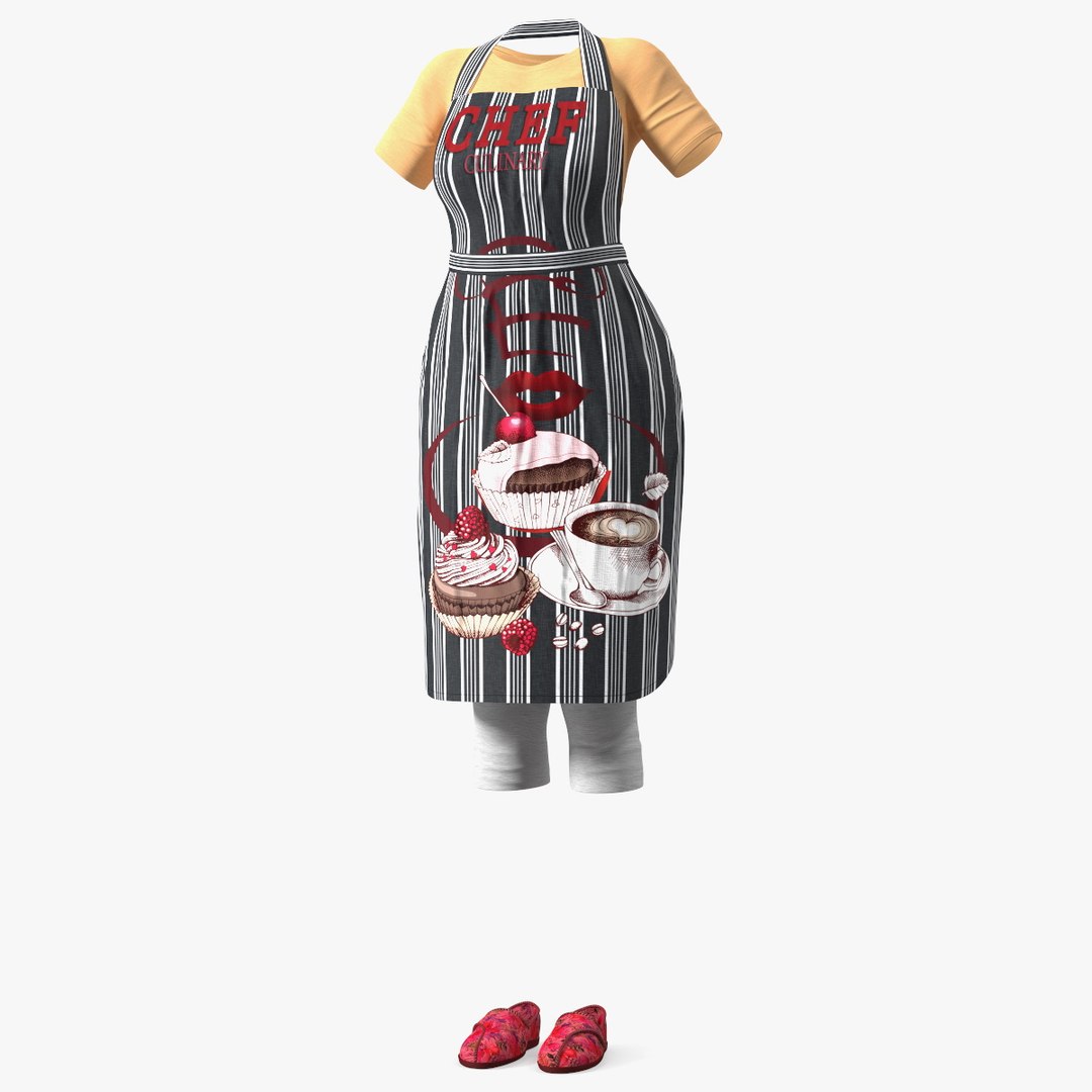 Clothes Set Kitchen Style for Women 3D model preview