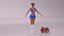 Bailarina caucásica con pompones en pose de T
