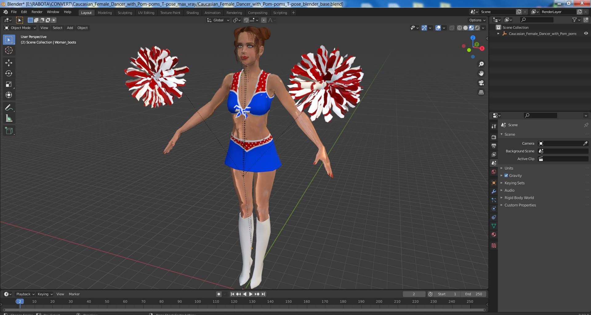 3D model Caucasian Female Dancer with Pom-poms T-pose https://p.turbosquid.com/ts-thumb/iz/NjYCBe/ku/caucasianfemaledancerwithpompomstpose3dsmodel026/jpg/1711312110/1920x1080/fit_q87/53c8e142f02ee5408be92763e497bafa0c62c83e/caucasianfemaledancerwithpompomstpose3dsmodel026.jpg