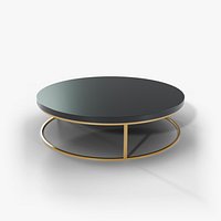 Knight Round Coffee Table - Black Top on Brass Ring Base