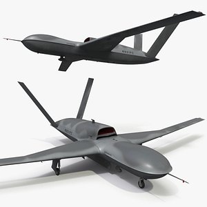 3D MQ20 Avenger Jet Powered Military Drone Gray Rigged model