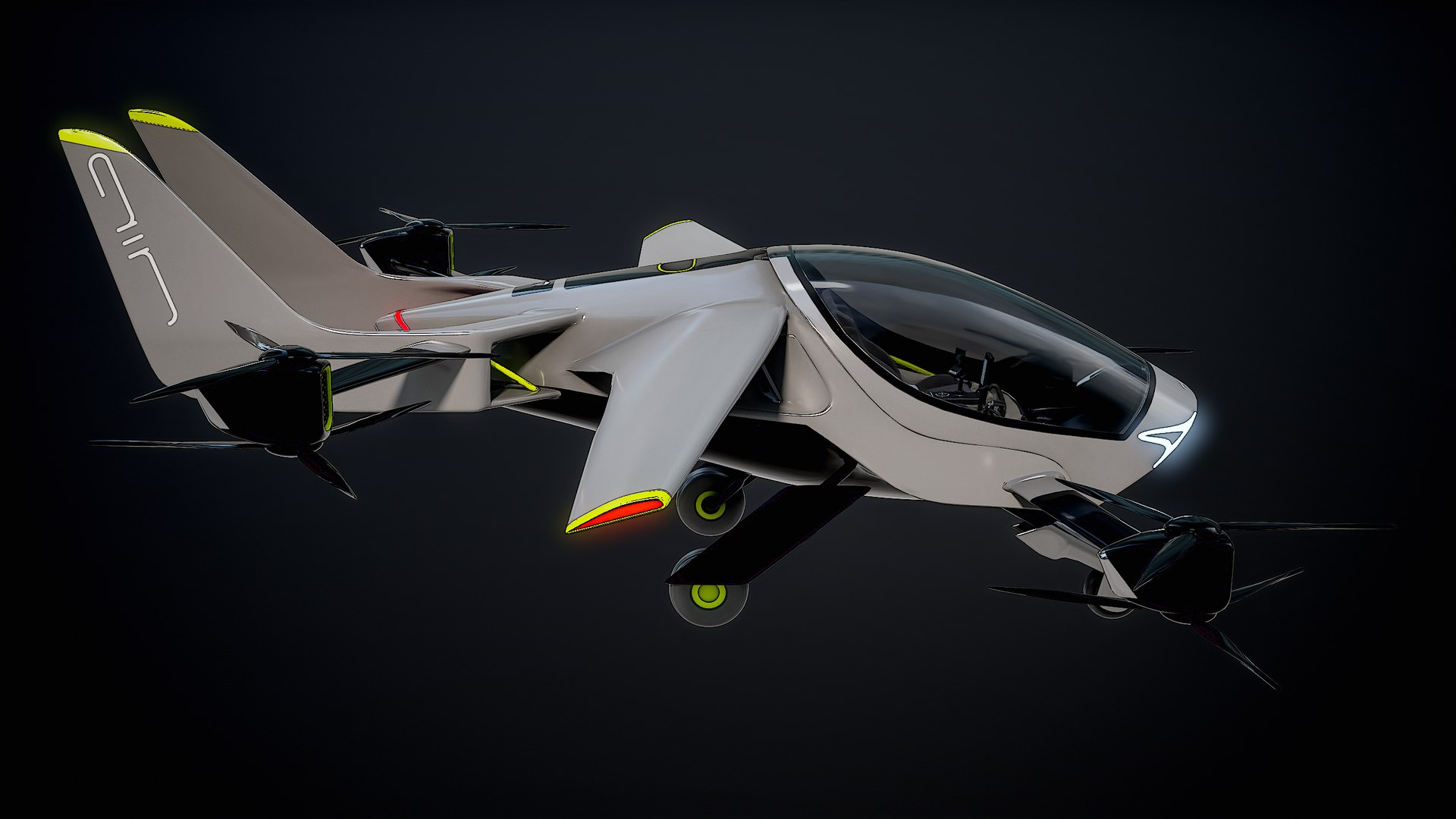 EVTOL Flying CarAir One Rigged Animated PBR 3D - TurboSquid 2072851