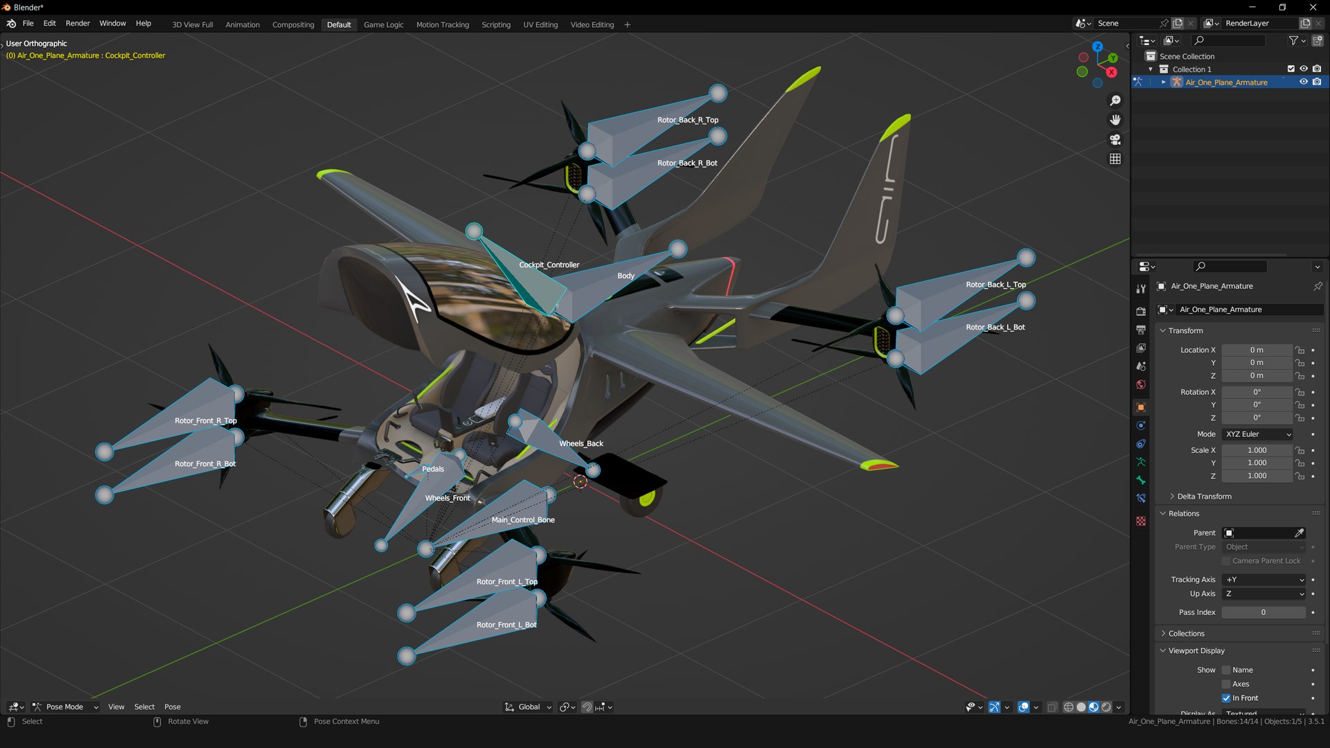 EVTOL Flying CarAir One Rigged Animated PBR 3D - TurboSquid 2072851