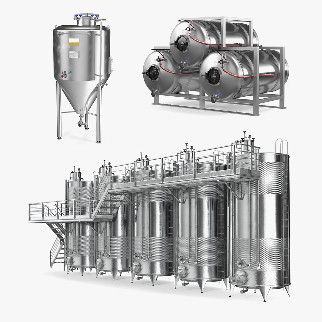 Stainless Steel Tanks Collection 3D model preview