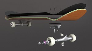 3D classic skateboard all parts
