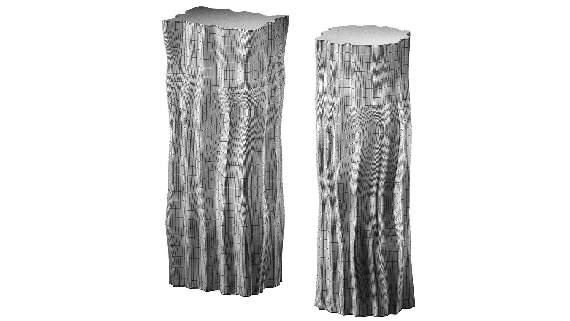 3D Relief Columns Wavy Smooth Shape Rectangular And Round Decor Element ...