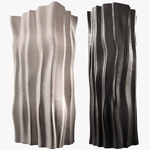3D Relief columns wavy smooth shape Rectangular and round decor element model