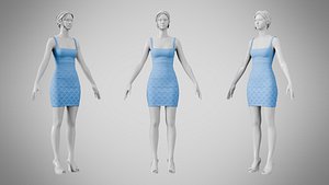 Dress 52 Havelock Blue 3D model