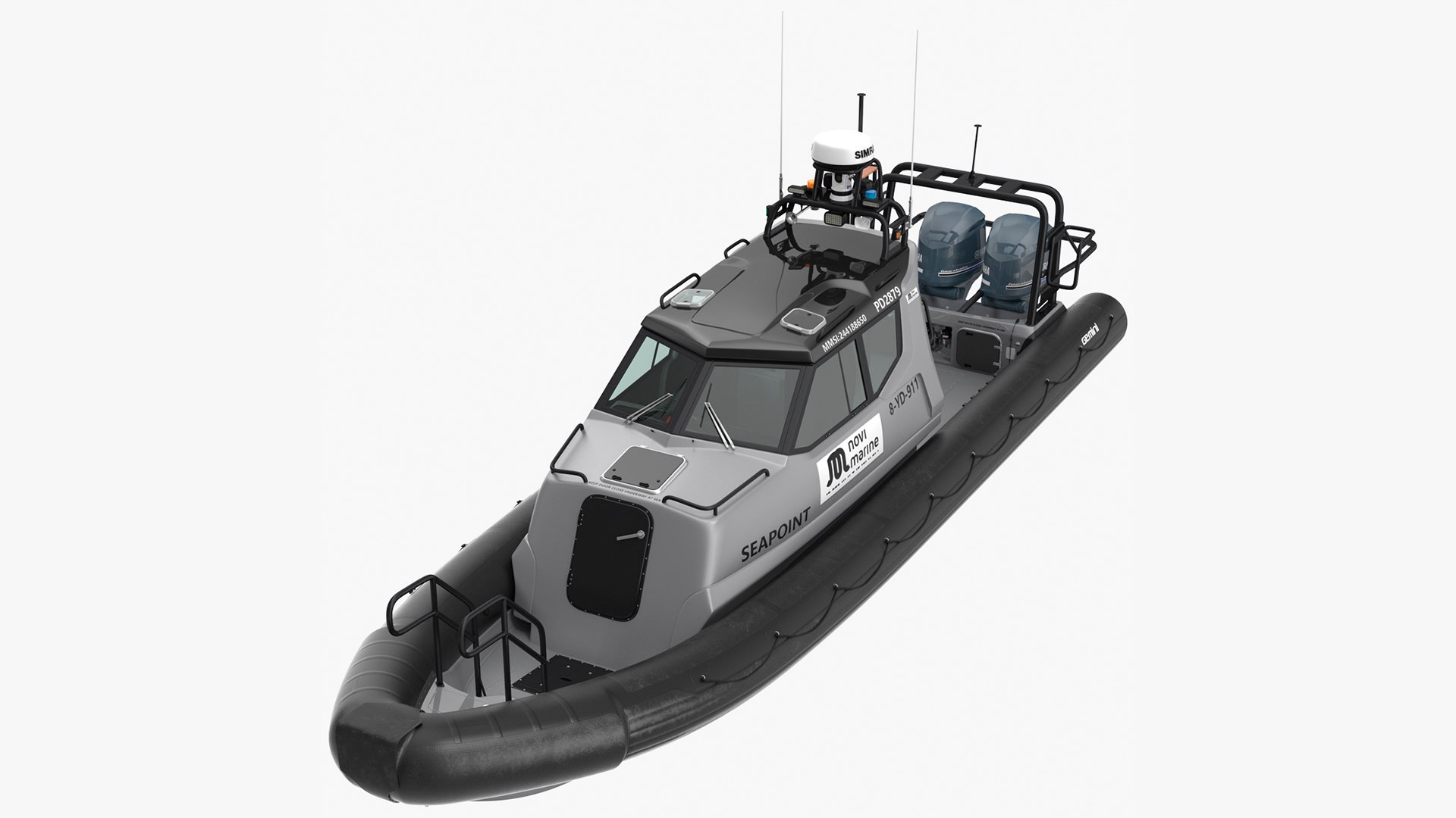 Boat Grey Waverider 1060 GRP Cabin Rigged 3D model preview