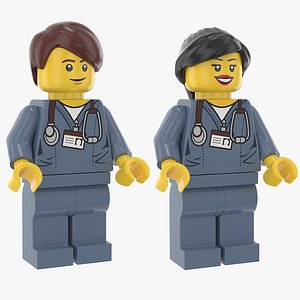 3D model lego man woman doctor
