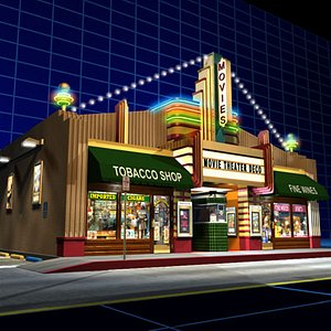 3d movie theater deco 01 model