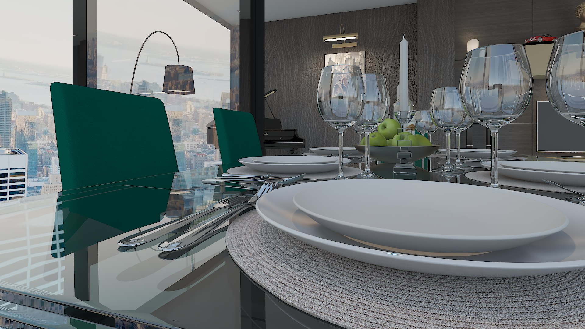 Skyscraper Living Room Interior Design Model - TurboSquid 1559177