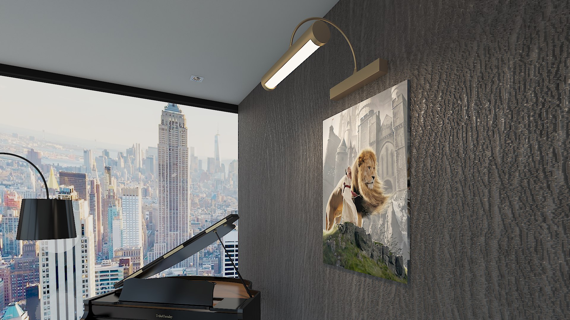 Skyscraper Living Room Interior Design Model - TurboSquid 1559177