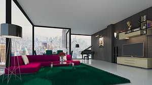 skyscraper living room interior design model