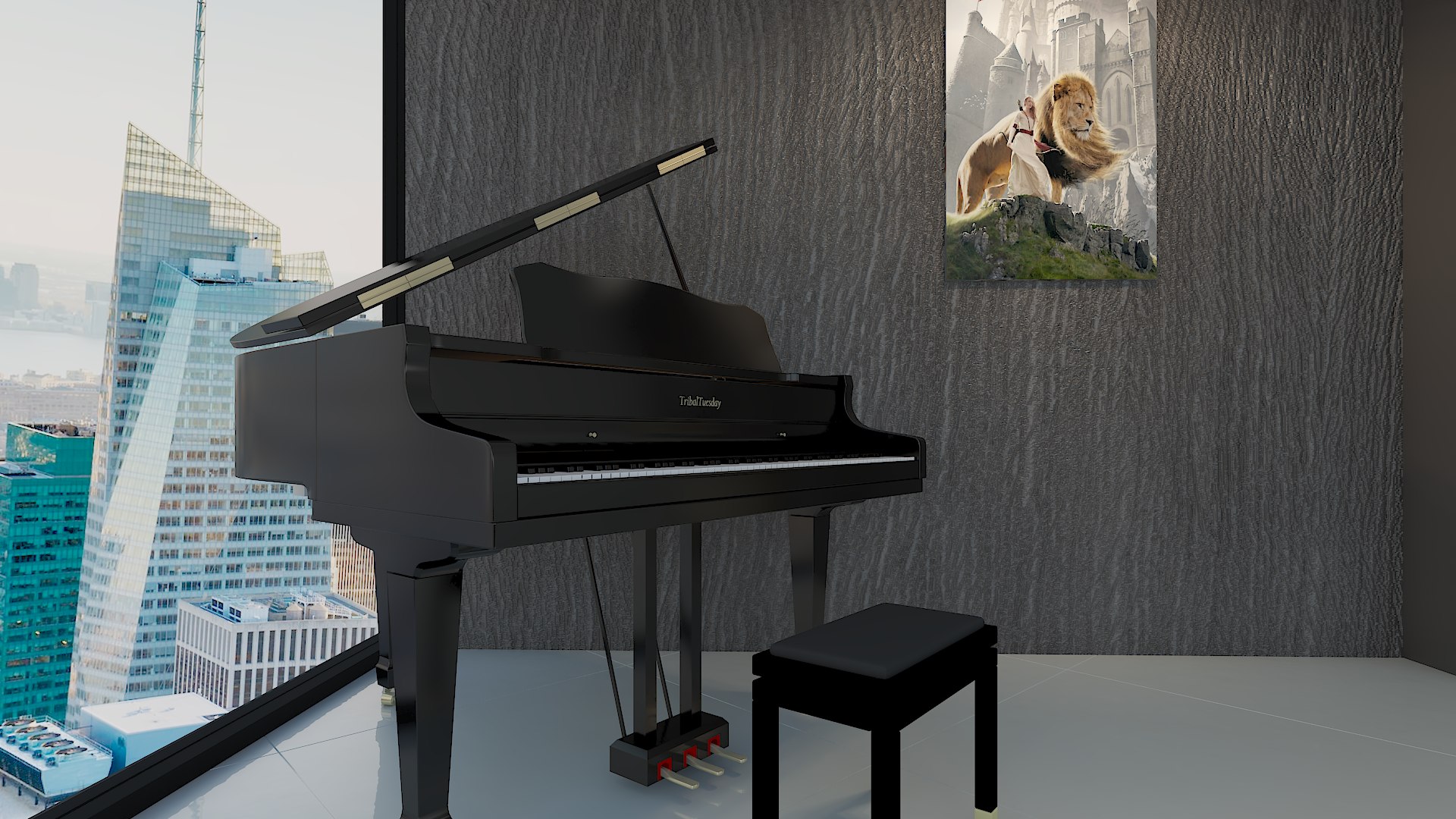 Skyscraper Living Room Interior Design Model - TurboSquid 1559177