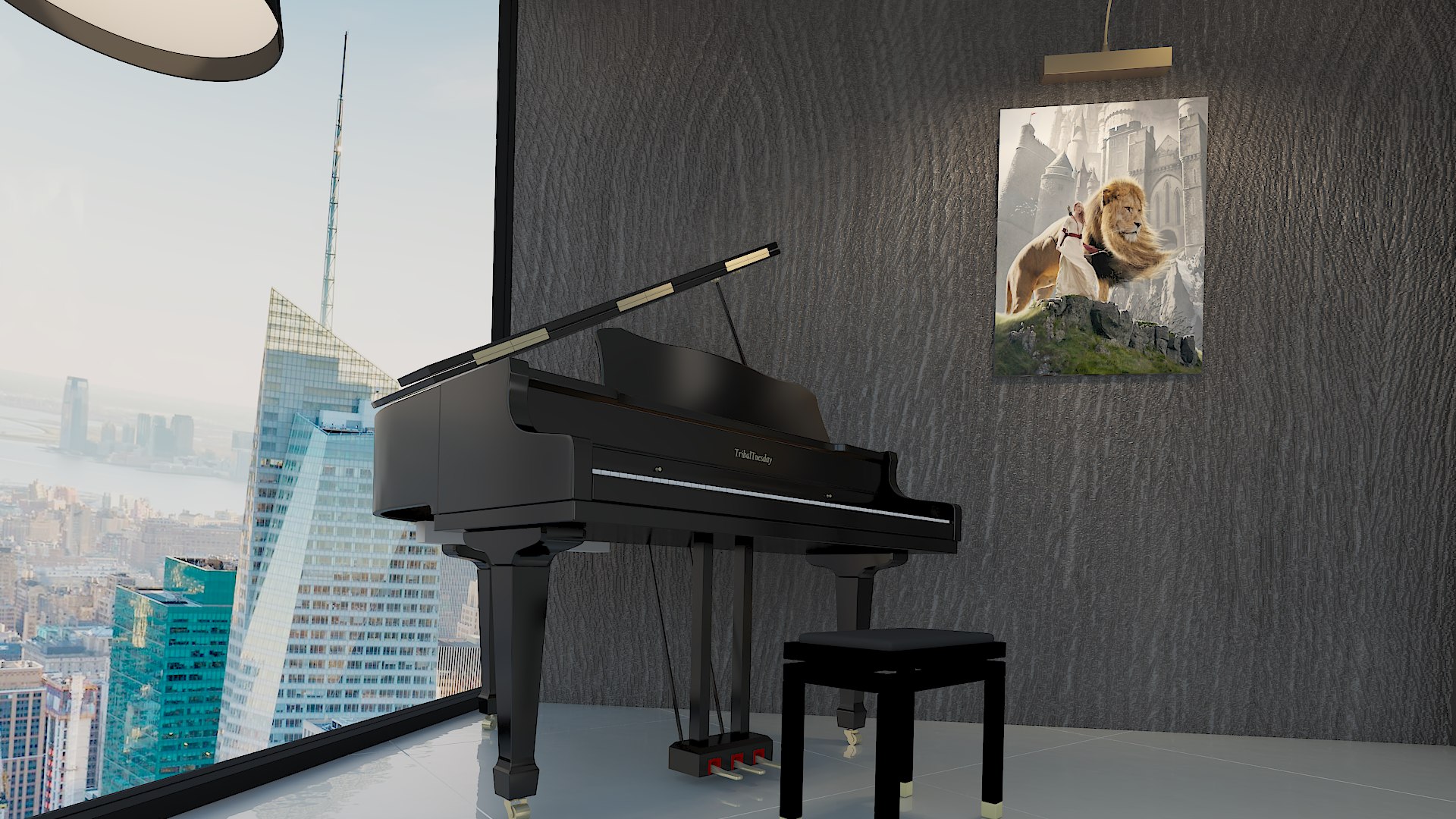 Skyscraper Living Room Interior Design Model - TurboSquid 1559177