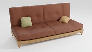 3D Compact stylish sofa in brown tones with soft upholstery