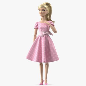 Barbie Doll in Pink Dress Rigged for Modo