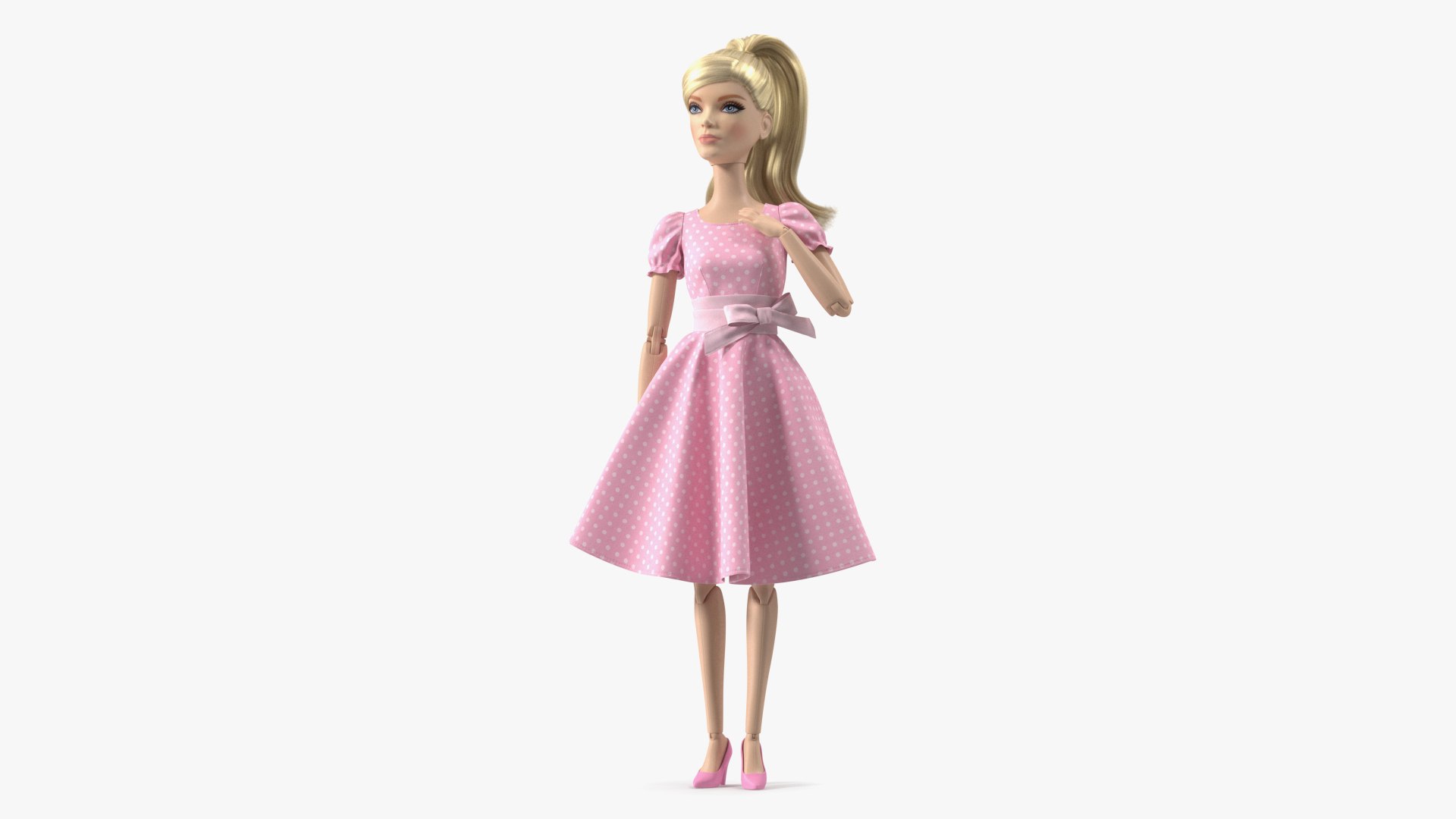 Barbie Doll in Pink Dress Rigged for Modo 3D model preview