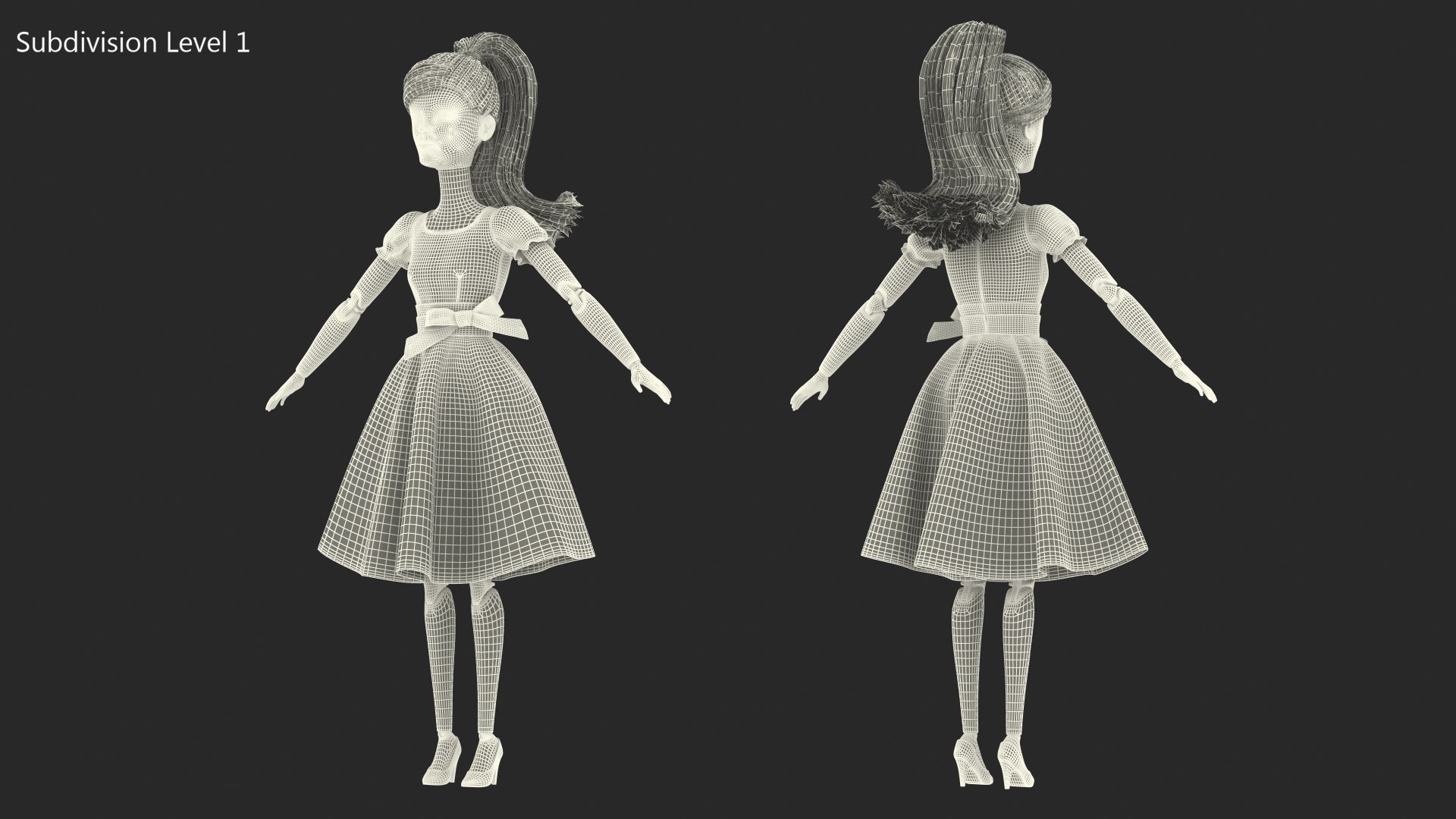 3D Model Barbie Doll In Pink Dress Rigged For Modo - TurboSquid 2003985