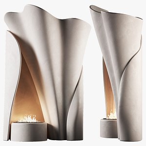 Fireplace Wavy smooth shape chimney hearth area model