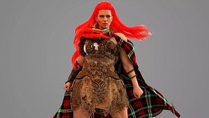 3D model Gallowglass - Scottish Highlander Warrior Female