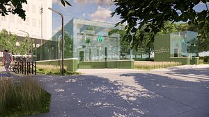 3D Metro Station Entrance with Elevator in Kyiv