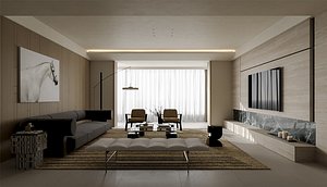 Modern living room dining room 3D model