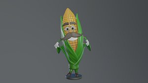 3D Cartoon Corn Character Rig model