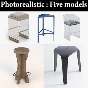 3D model stool bar realistic