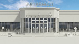 3D Supermarket Building Full- No Textures model