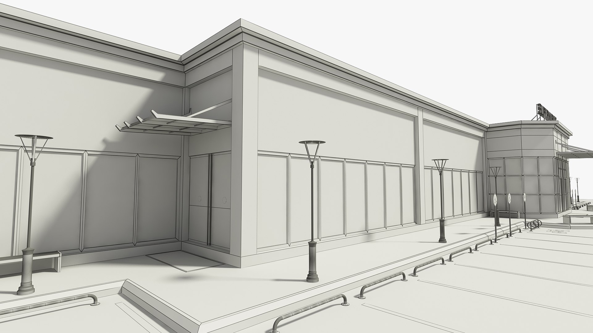 3D Supermarket Building Full- No Textures Model - TurboSquid 1970214