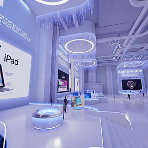 Futuristic Exhibition Interior Sci Fi Hall