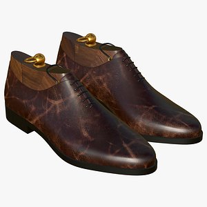 Brown Leather Lace Up Shoes 3D model