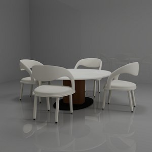 Modern Dining Table Set with Chairs 3D Model model